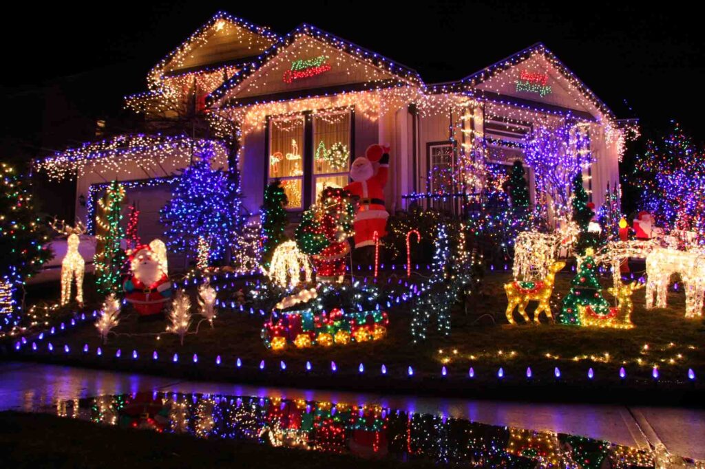 Christmas lights display at a house