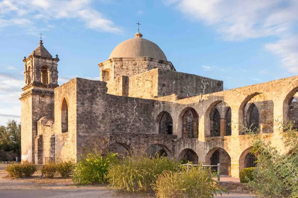 Convent and Arches of Mission San Jose in San Antonio, Texas