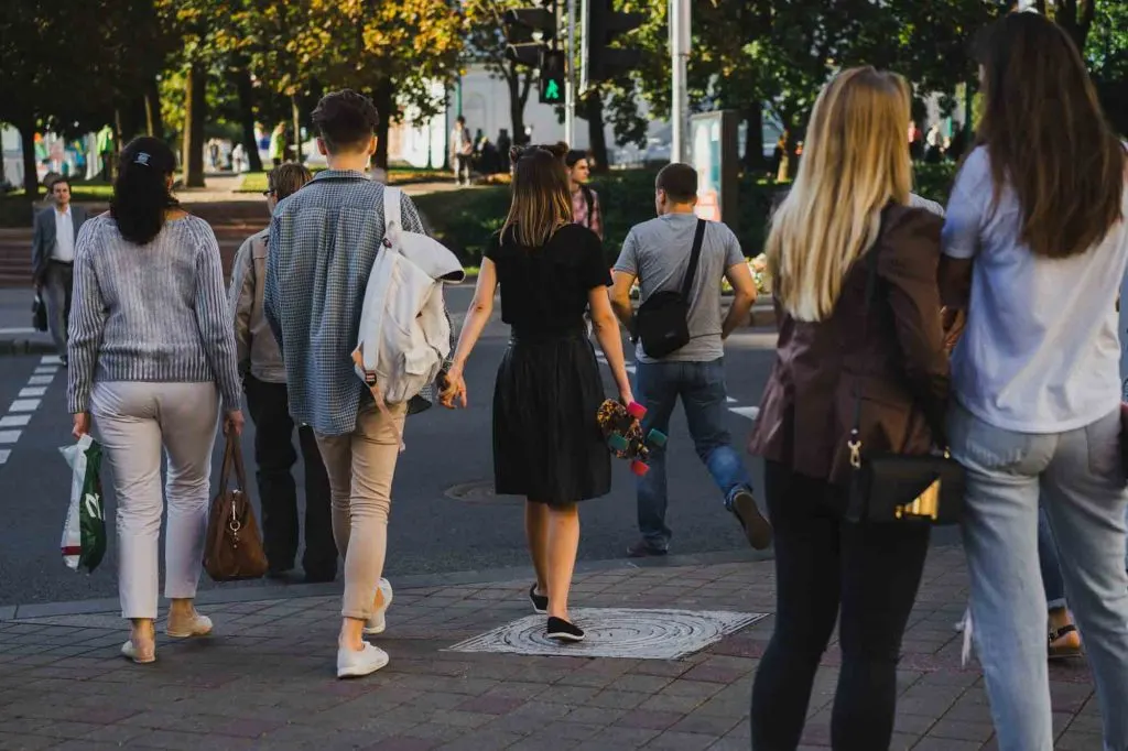 Pedestrian crossing street