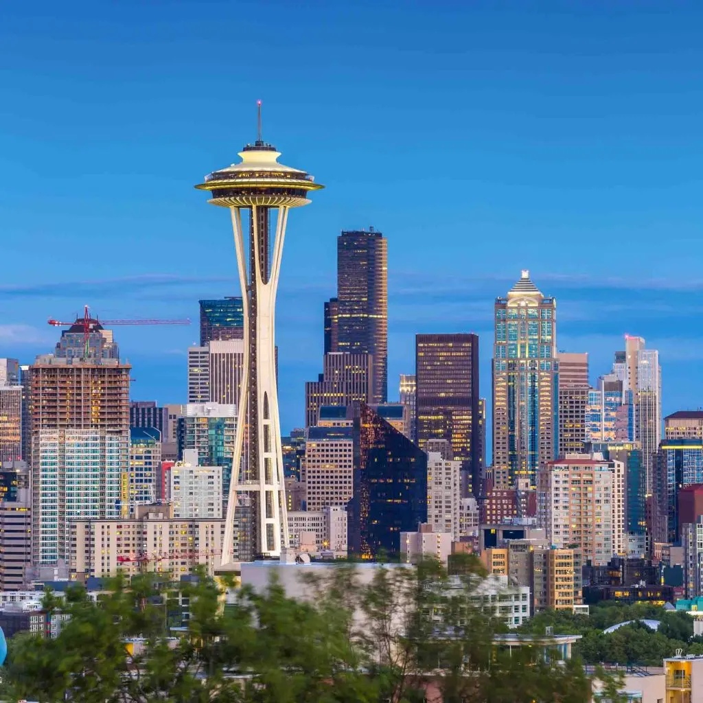 Seattle skyline at twilight