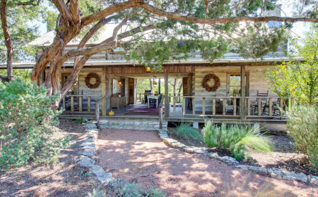 Rustic getaway cabin in Fredericksburg is one of the luxury cabins in Texas