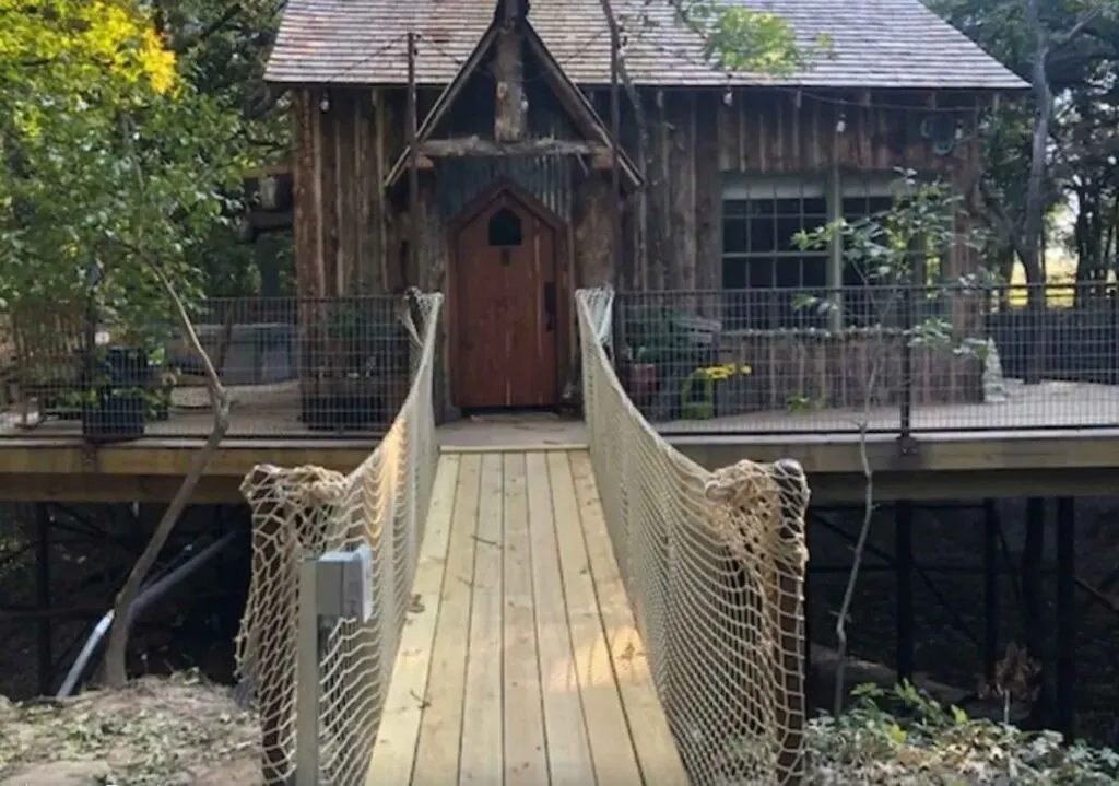 This Hobbit Treehouse in Weatherford is one of the extraordinary treehouse rentals in Texas