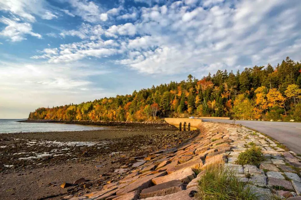 Beautiful fall colors of Acadia National Park in Maine USA