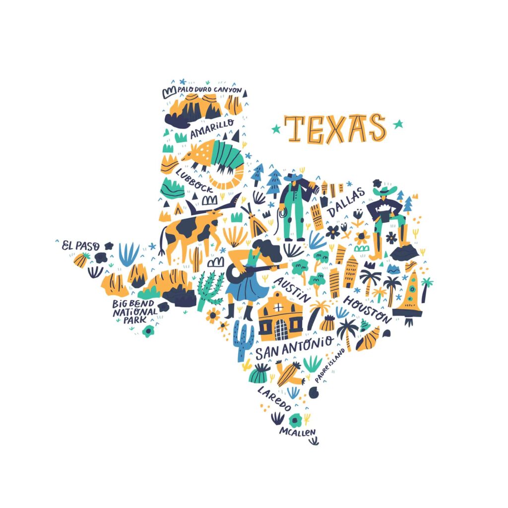 Texas cartoon map