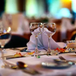 A romantic dinner table setting