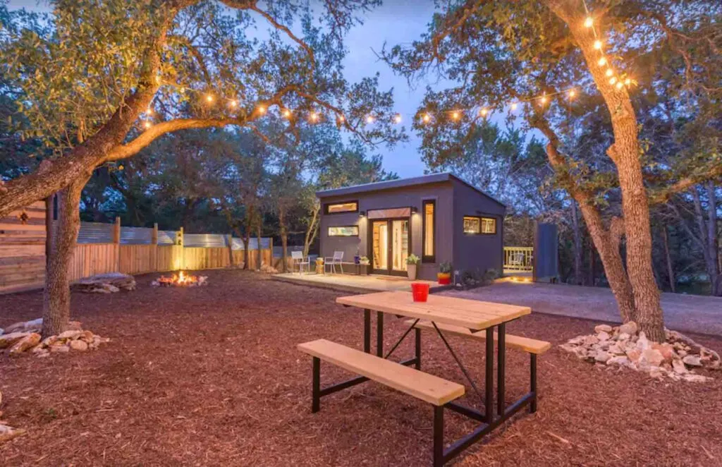 This designer’s cozy tiny home is one of the best cabins in Wimberley, Texas