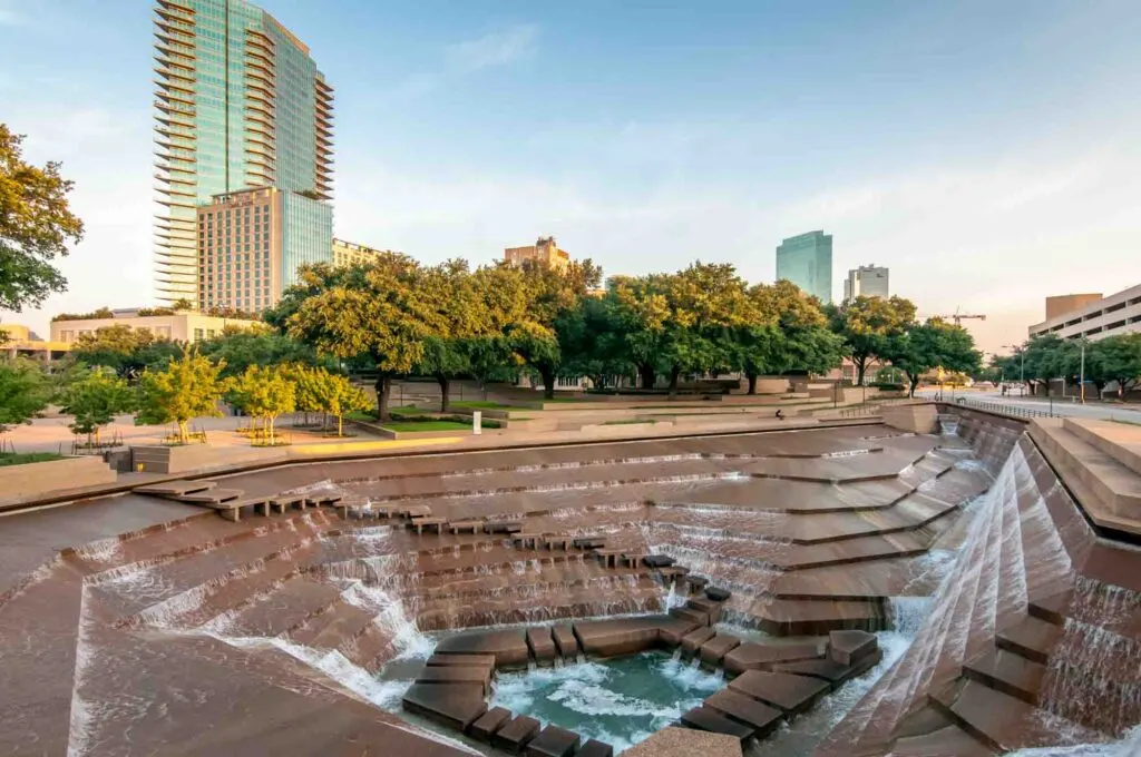 Zenning out at the Water Gardens is one of the best things to do in Fort Worth, Texas