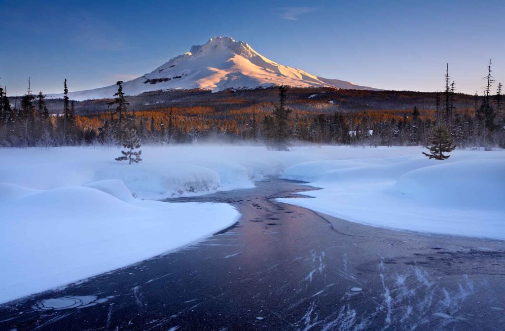Mount Hood is one of the best places to visit in January in the USA