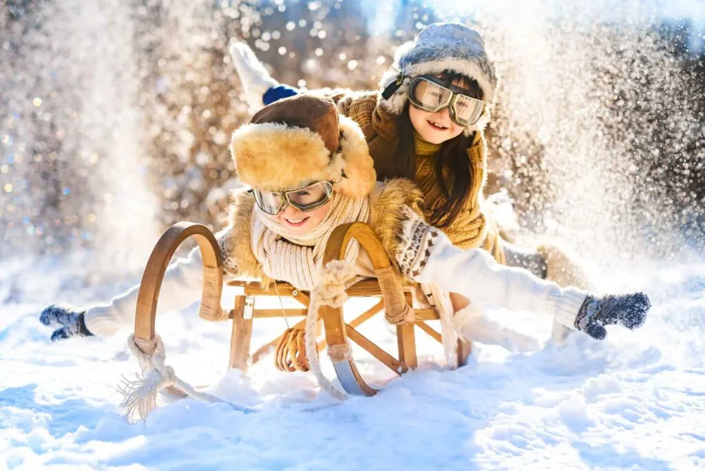 Sledding is one of the fun activities to do in winter in Maine