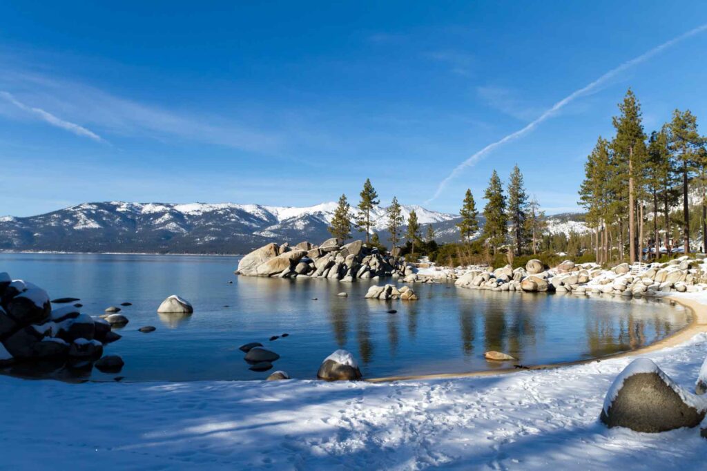 Lake Tahoe, California is one of the best places to visit in February in the USA