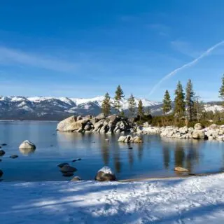 Lake Tahoe, California is one of the best places to visit in February in the USA