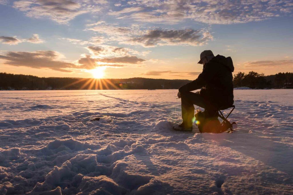 Ice fishing is one of the things to do in winter in Maine