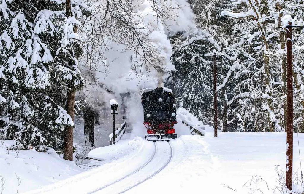 Boarding the snow Train to Attitash Mountain Resort is one of the fun things to do in New Hampshire in winter