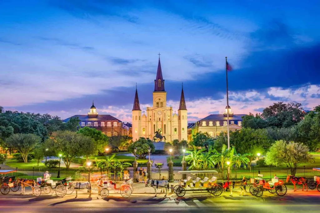 St. Louis Cathedral and Jackson Square in New Orleans, Louisiana