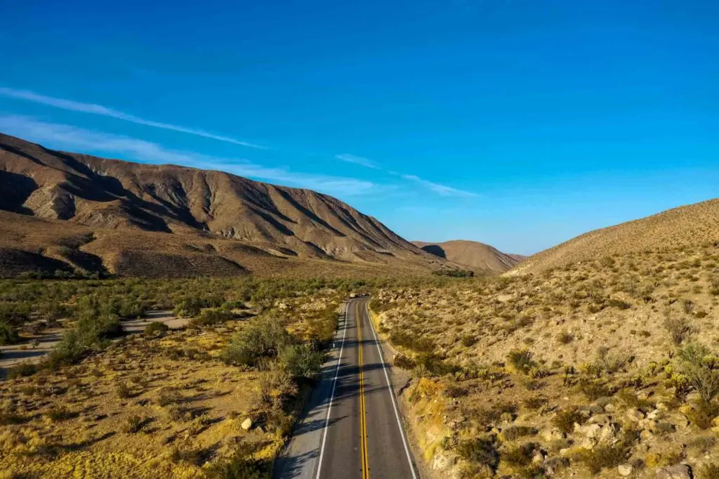 Scenic highway traversing Anza Borrego Desert State Park
