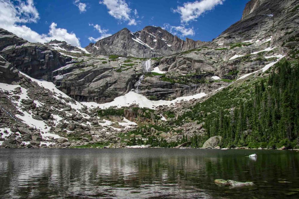 Spectacular Black lake in Rocky Mountains National Park, Colorado