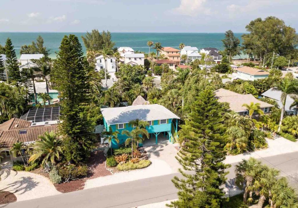 Brightly colored rental home in Anna Maria Island, FL