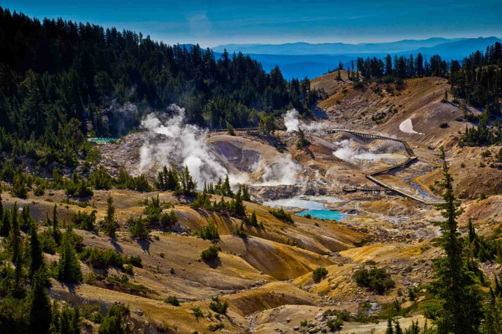 Steam escaping to the surface in Lassen Volcanic National Park