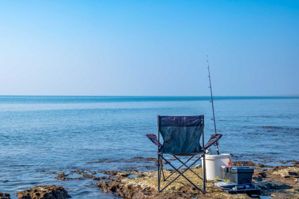 A relaxing fishing setup by the beach