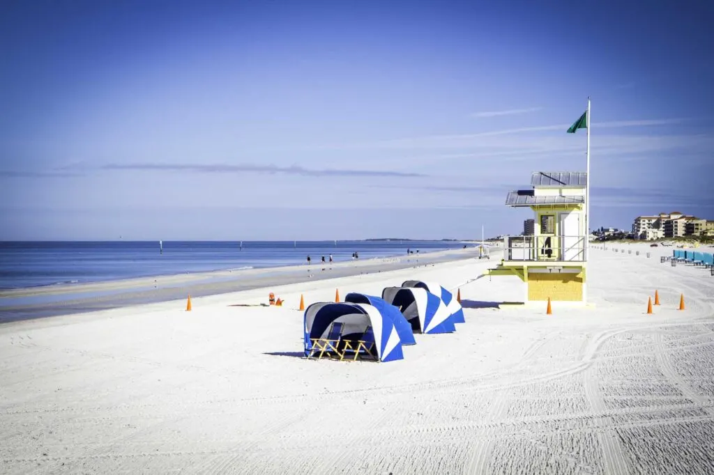 A beautiful morning scene in Clearwater beach in Florida