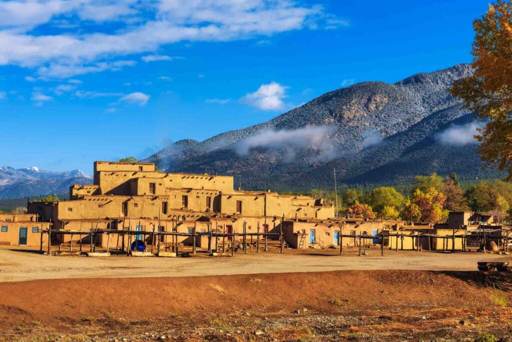 Ancient dwellings of Taos Pueblo in New Mexico