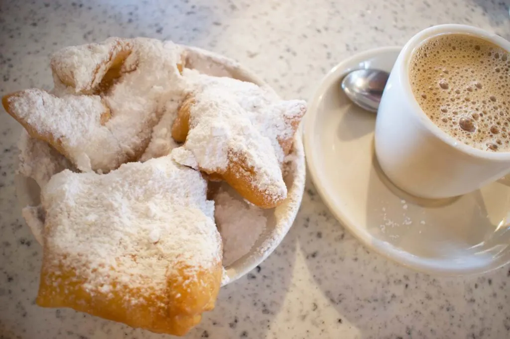  Start your exciting weekend in  New Orleans with a cup of chicory-rich café au lait and beignets