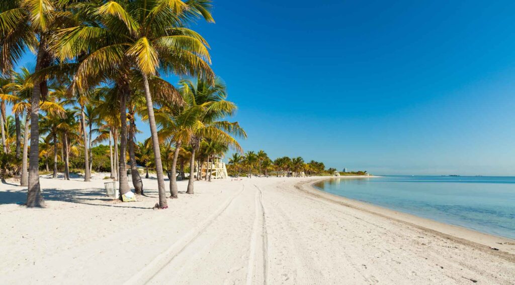 Tranquil Crandon Park Beach of Key Biscayne in Florida