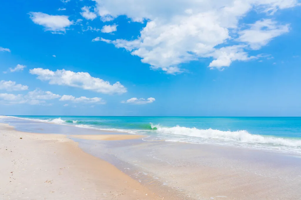 The clean and beautiful Melbourne beach in Florida