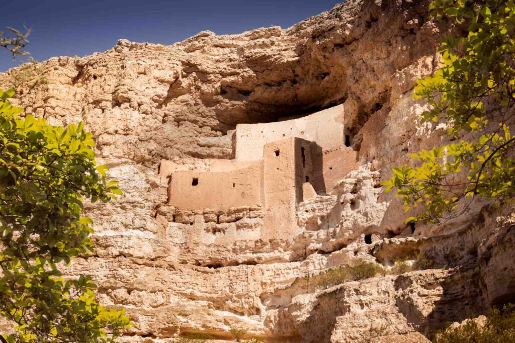 A well-preserved cliff dwelling in Montezuma Castle National Monument in Arizona