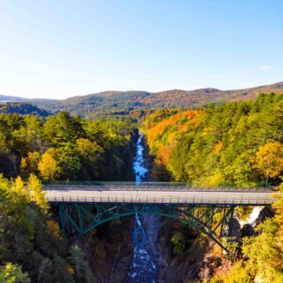 Quechee Gorge from the air in Quechee State Park, Vermont