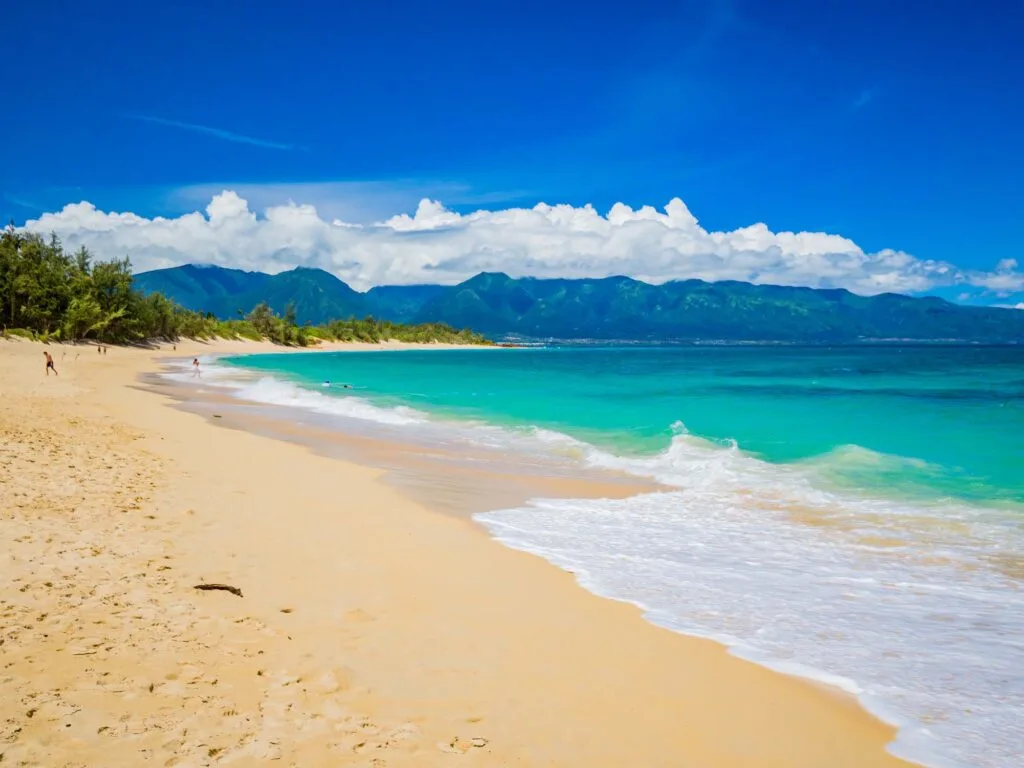 Lovely Baldwin Beach on a sunny day in the island of Maui in Hawaii