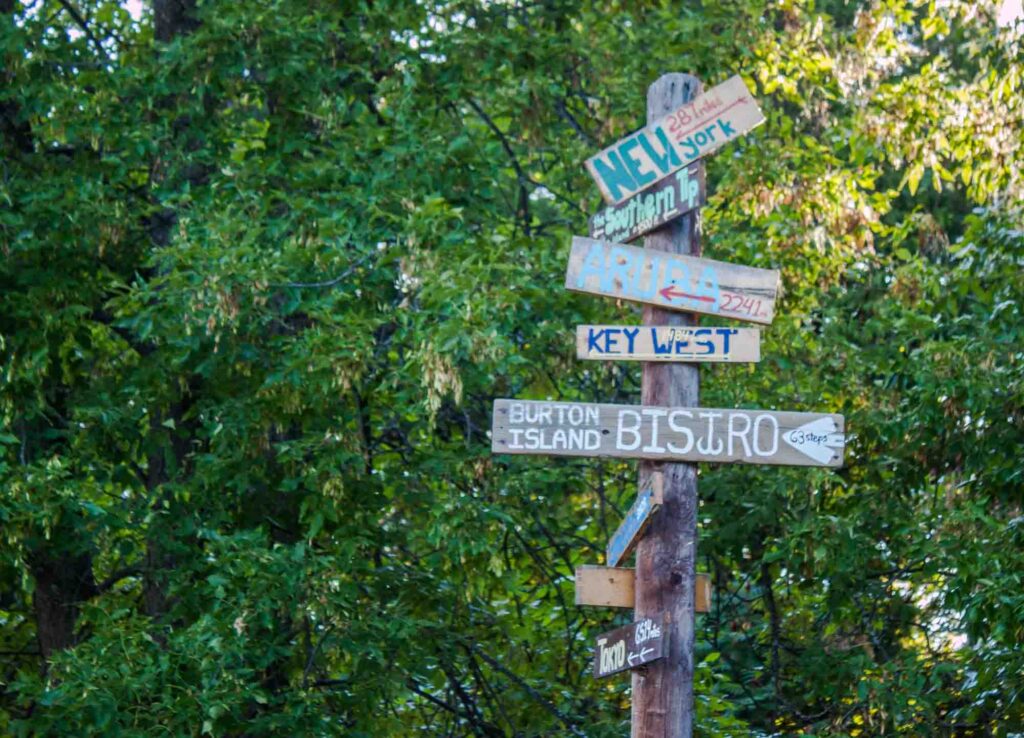 Colorful signs at Burton Island State Park