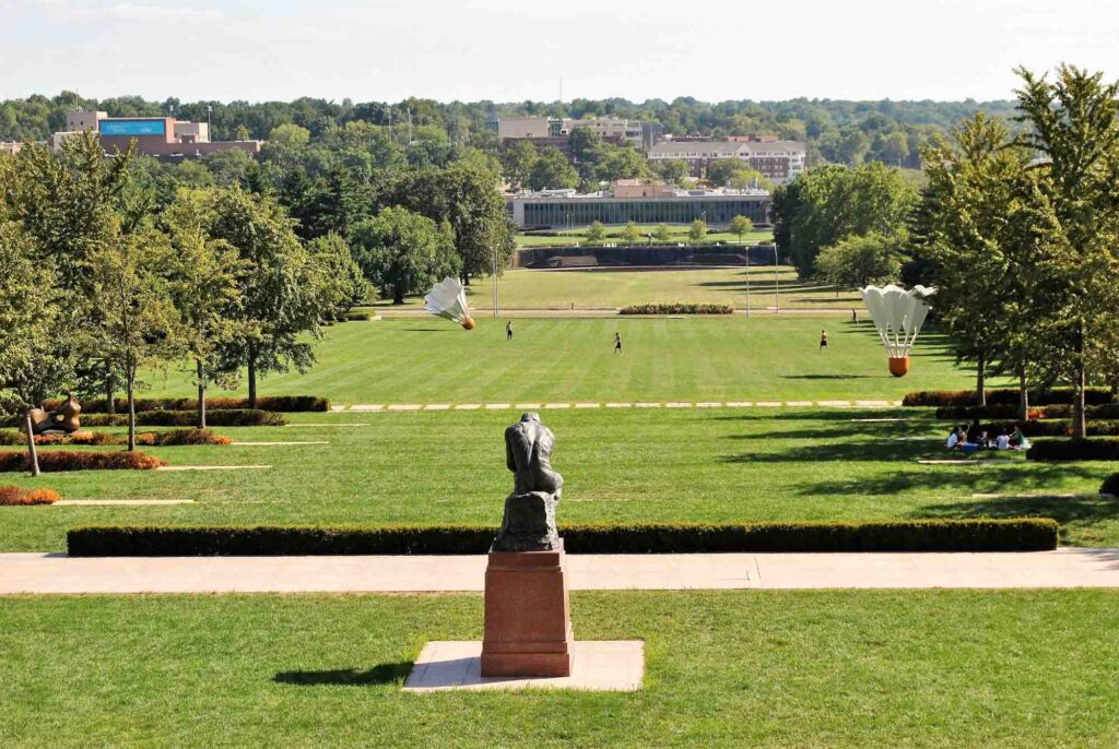 Unique lawn of The Nelson-Atkins Museum of Art in Kansas City in Missouri