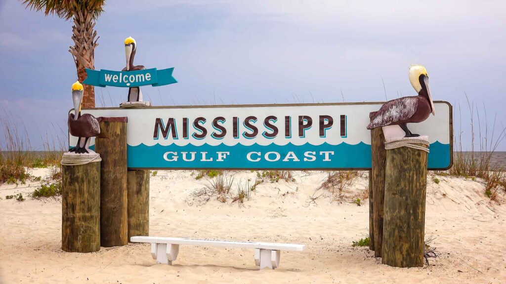 Mississipi coast in Gulfport near New Orleans