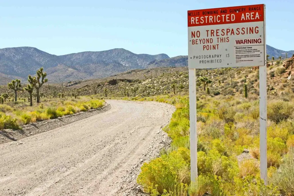 Restricted Signs at the Entrance of Area 51 in Nevada