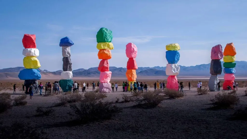 Colorful Seven Magic Mountains Art Installation in Nevada