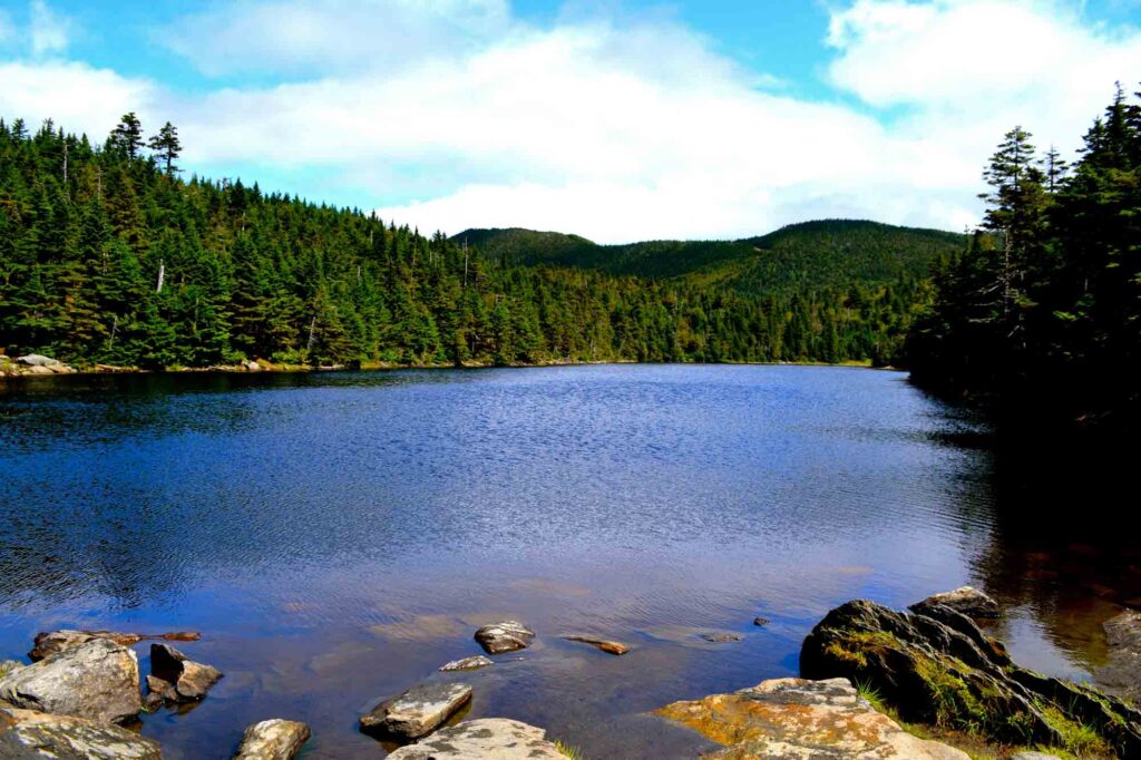 pristine mountain-top pond in Sterling Pond Trail in Vermont