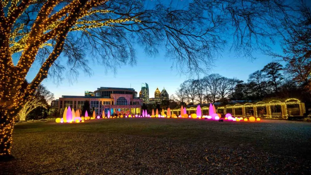 Holiday lights on display at the Atlanta Botanical Gardens