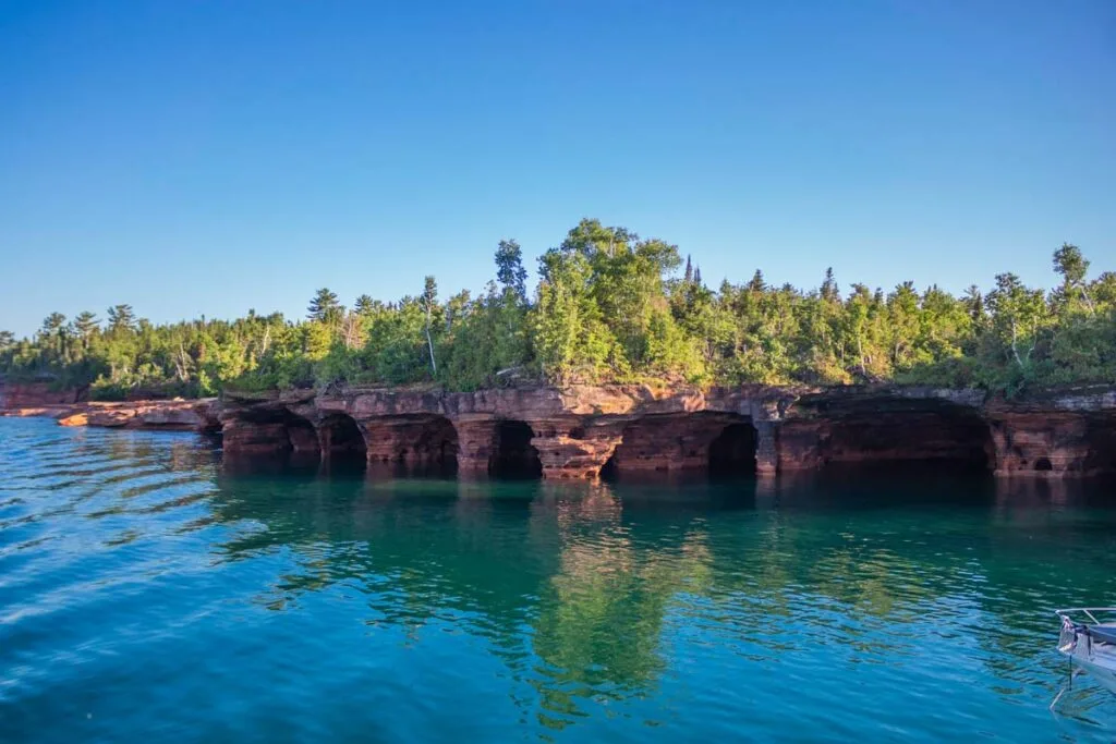 Beautiful Sea Caves on Devil's Island in the Apostle Islands National Lakeshore, Lake Superior, Wisconsin