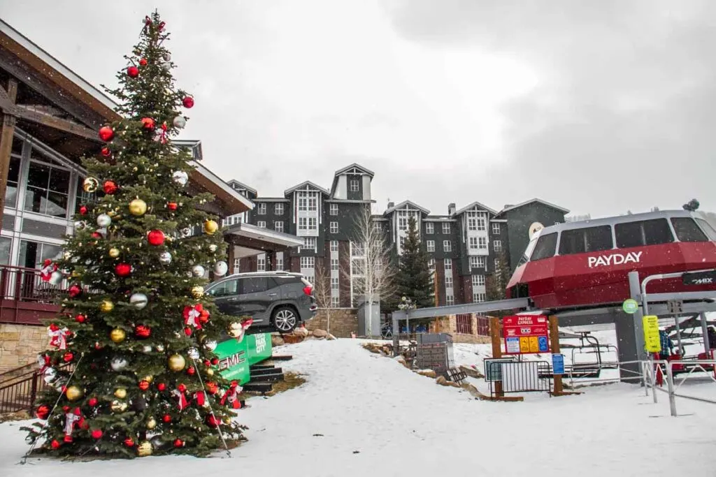 Ski resort in Park City Utah during Christmas time