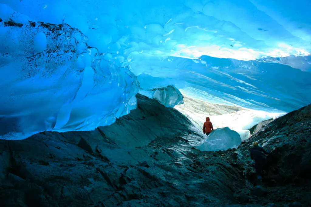 Magnificent icy caves at Mendenhall Glacier in Alaska