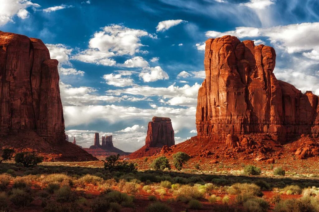 Towering rock formations of Monument Valley