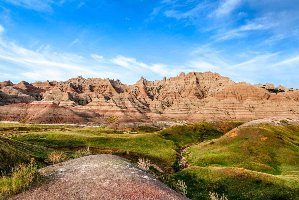 Spectacular rock formations in Badlands National Park