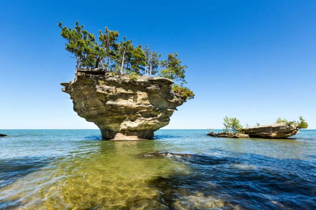 Amazing rock formation of Turnip Rock in Michigan