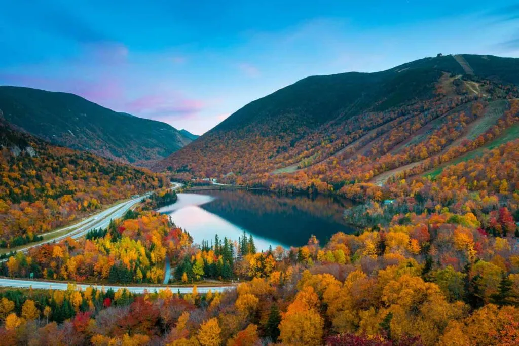 Beautiful fall colors of White Mountains, New Hampshire