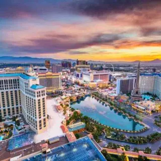 Famous Las Vegas strip at dusk
