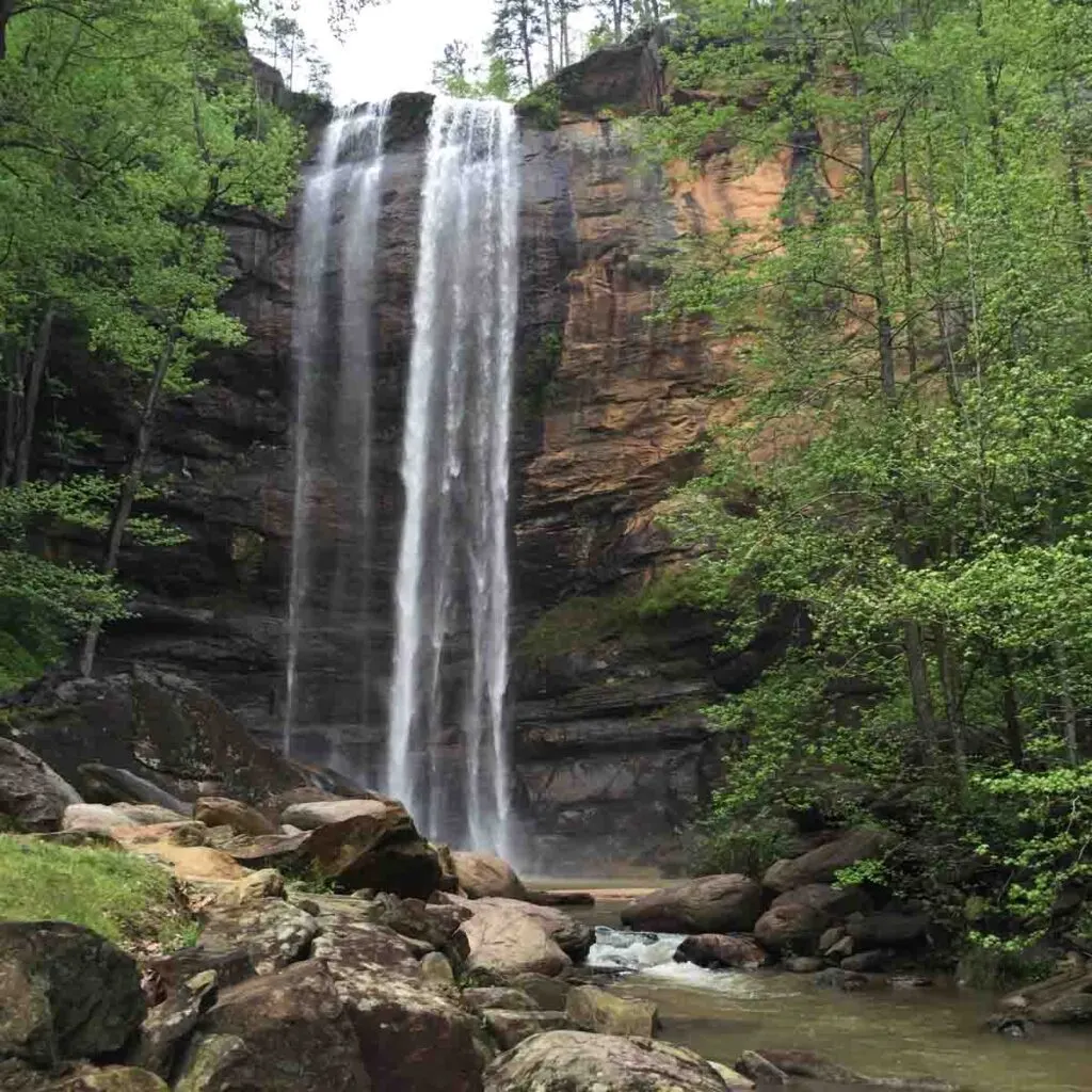 The spectacular Toccoa Falls in Toccoa, Georgia