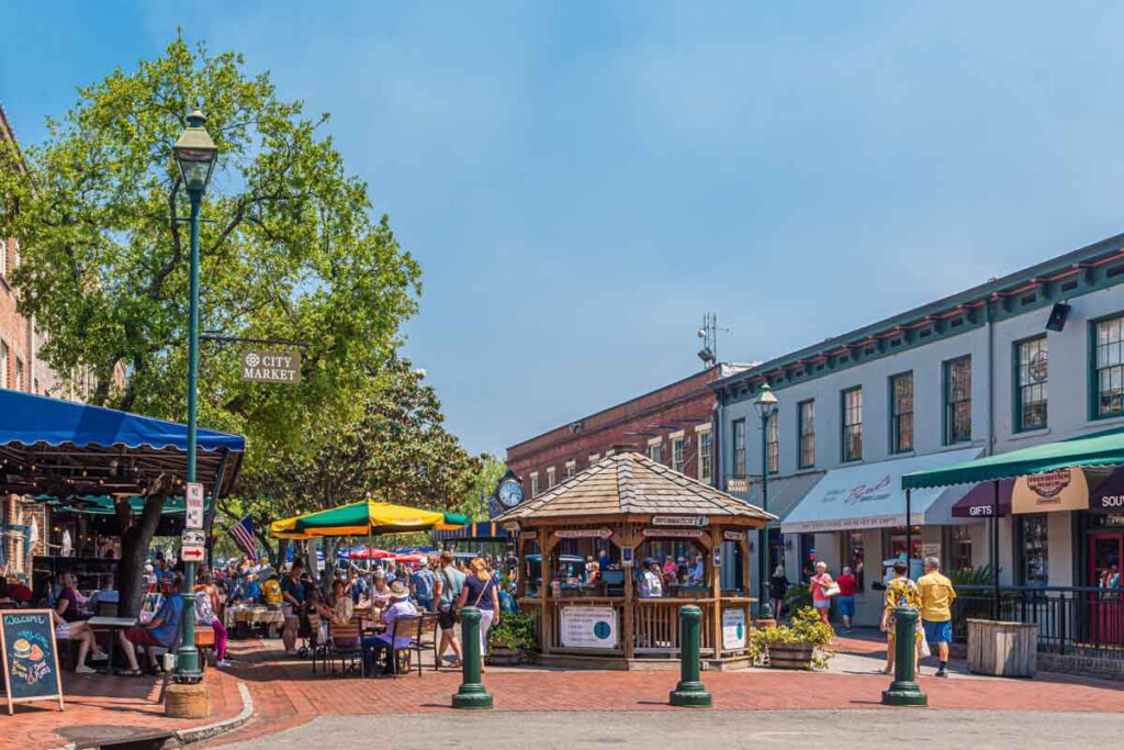 The open-air City Market of Savannah, GA