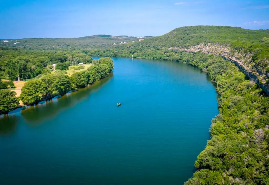 Incredible aerial shot of Lake Austin in Texas