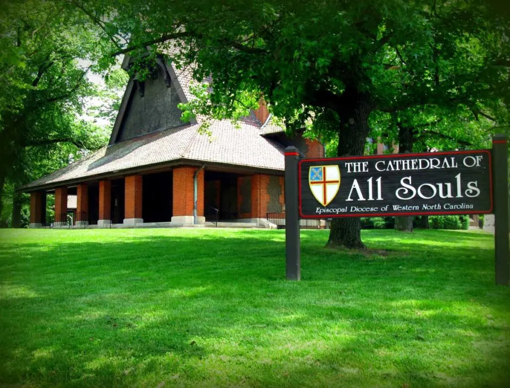 Peaceful Cathedral of All Souls compound in Asheville, North Carolina